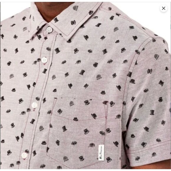 M & M Other - Ben Sherman Short Sleeve Oxford Shirt - Top Hat & Beanie Print, Port Royale Med
